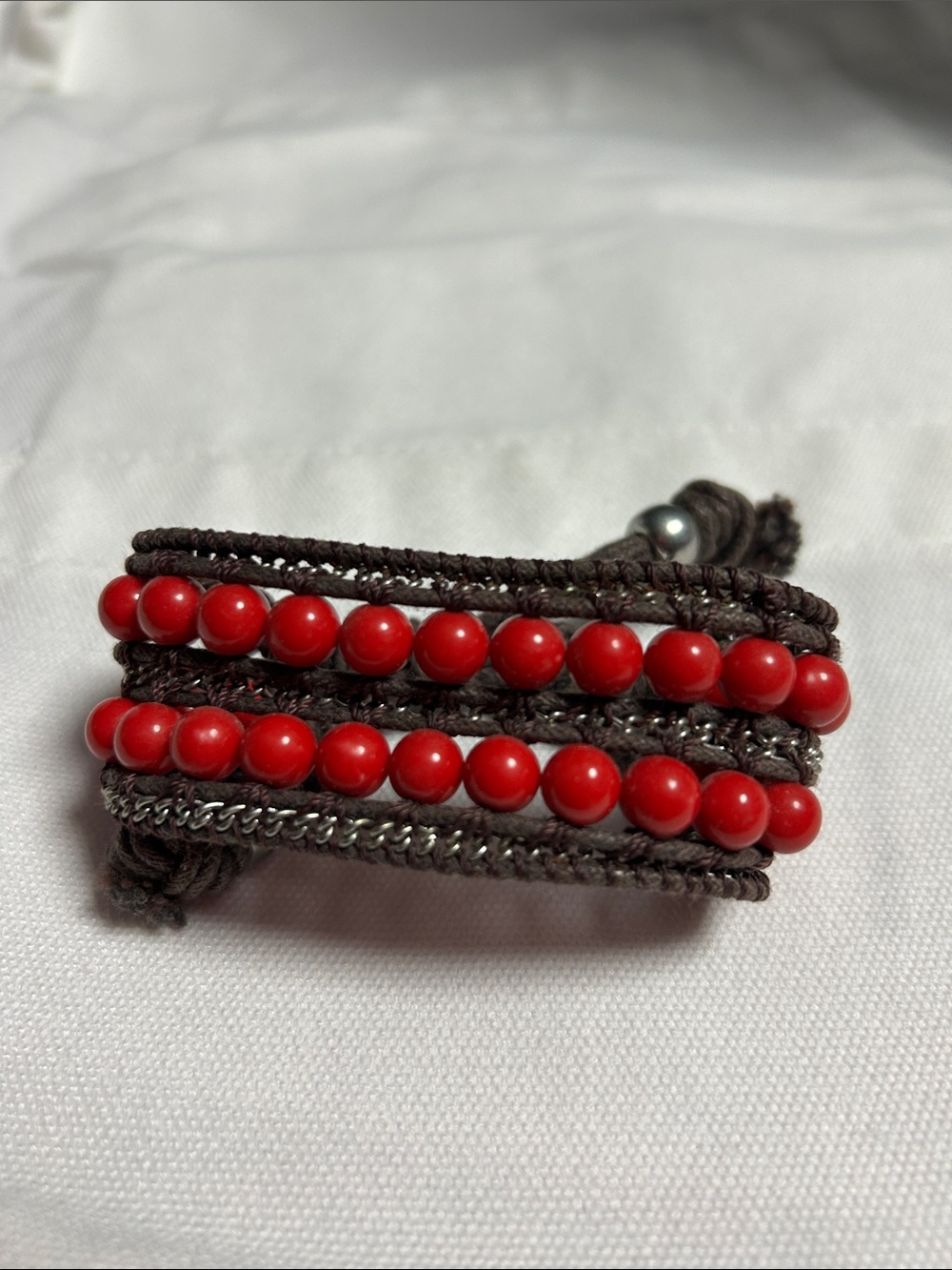 Red Bead Multi-Strand Wrap Bracelet